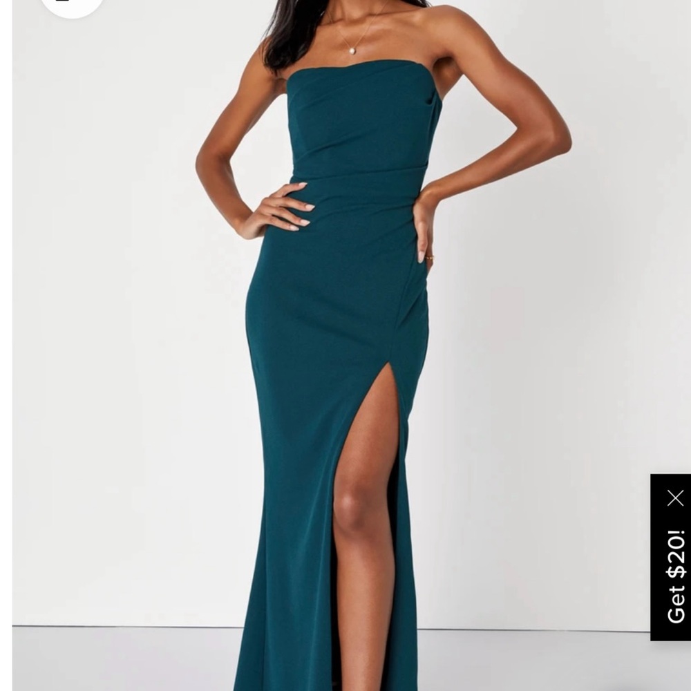Elegant Teal Strapless Evening Gown
